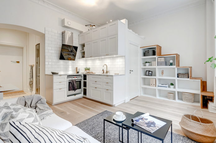 Interior de un estudio en estilo escandinavo
