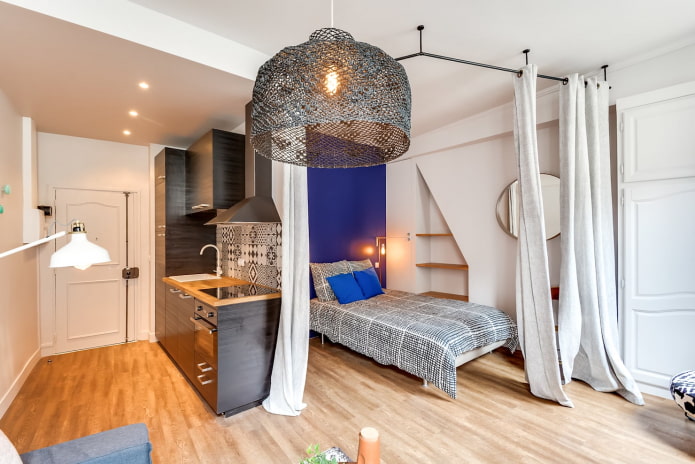Zona de dormitorio en el interior de un estudio