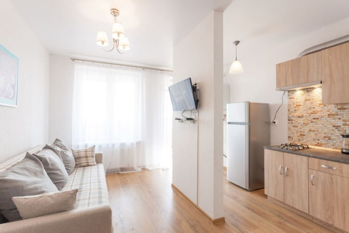 Disposición de los muebles en el interior de un apartamento tipo estudio