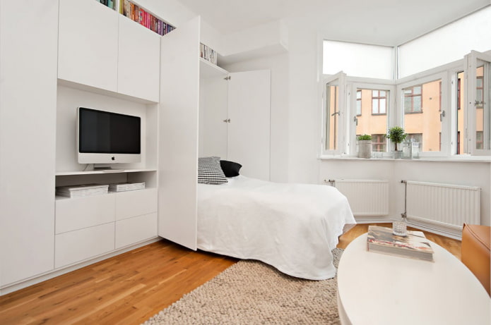 Zona de dormitorio en el interior de un estudio