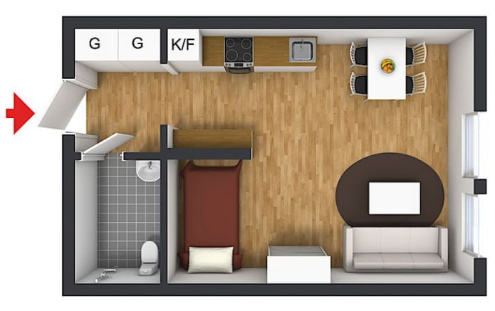 Diseño de un estudio de 25 m².