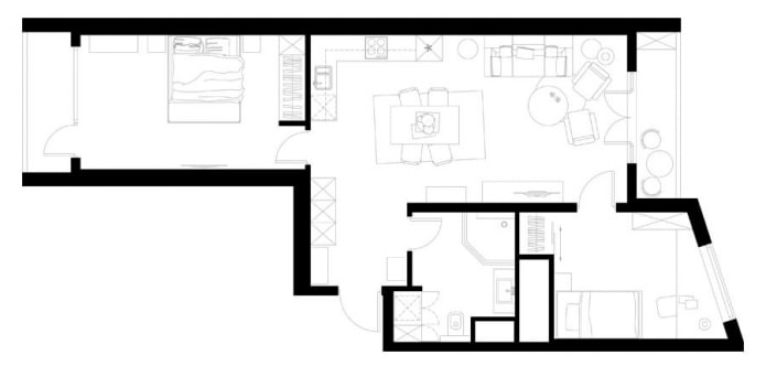Diseño de un apartamento de tres habitaciones