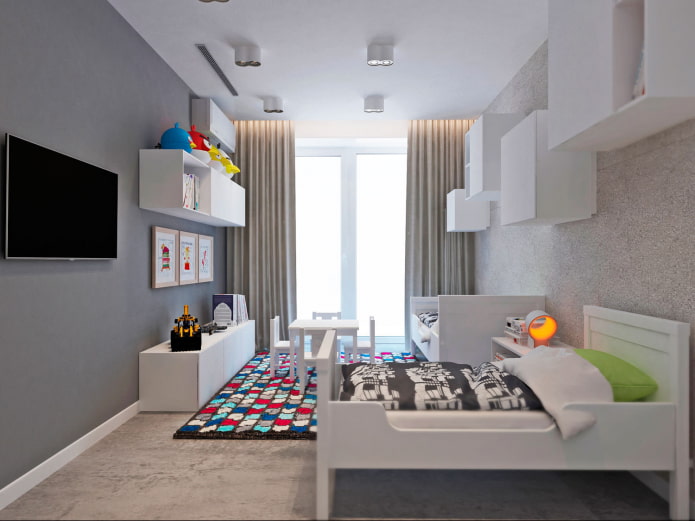 Cortinas en una habitación infantil moderna