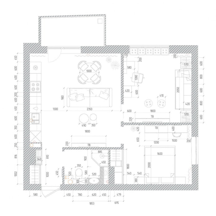 Diseño de un elegante apartamento de tres habitaciones de estilo europeo