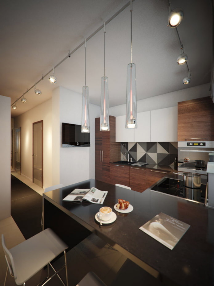 Cocina en un apartamento de tres habitaciones