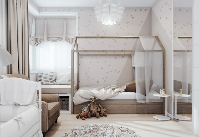 Cortinas combinadas en la habitación infantil