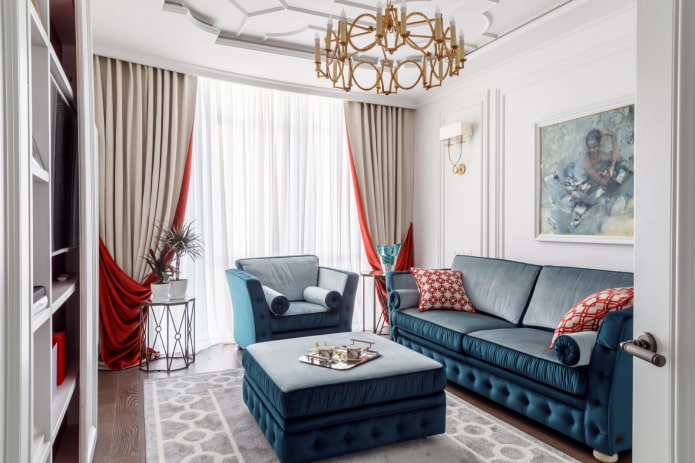 Sala de estar en estilo neoclásico