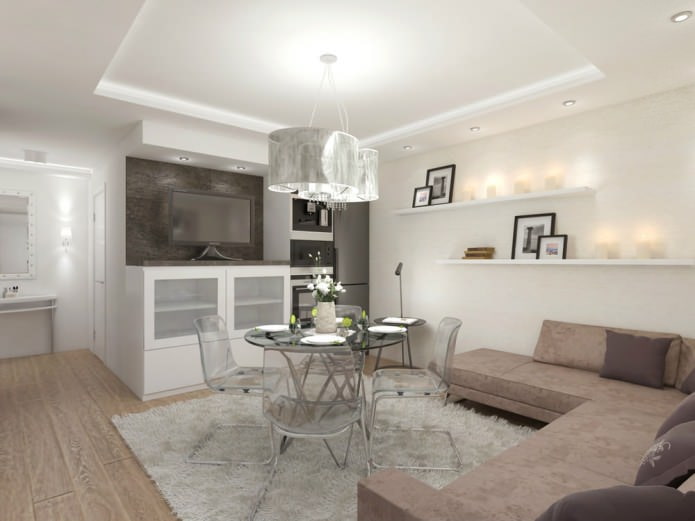 Amplio comedor en un apartamento de tres habitaciones