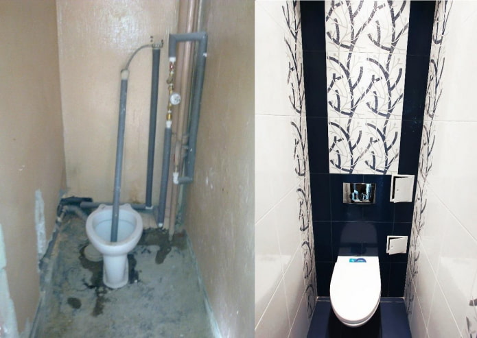 Foto antes y después de la reforma del inodoro
