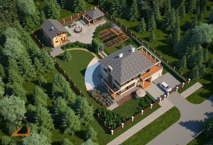 Diseño de jardín alargado