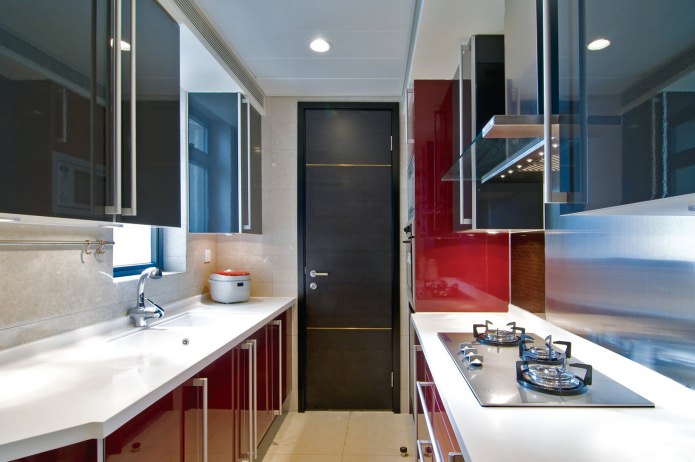 narrow kitchen space layout