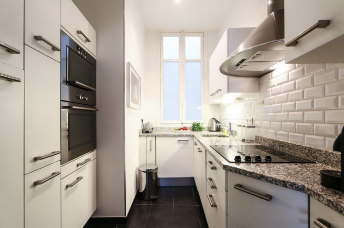 diseño interior de cocina estrecha