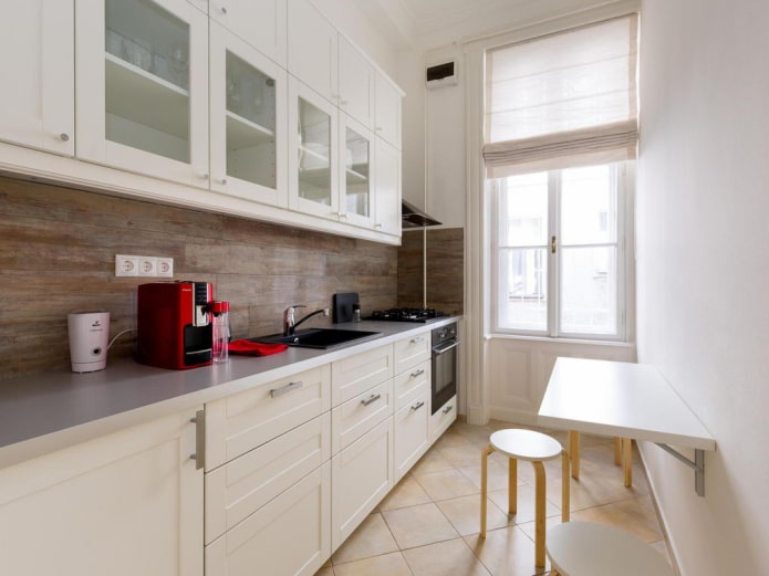 diseño interior de cocina estrecha