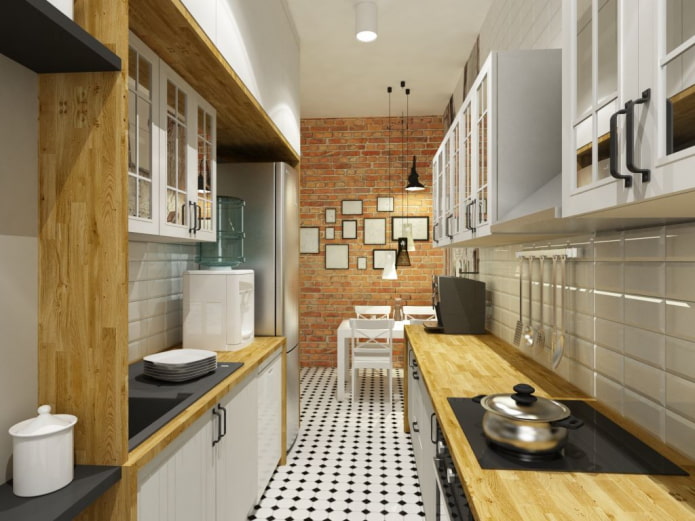diseño interior de cocina estrecha