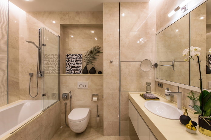 esquema de colores de un baño combinado