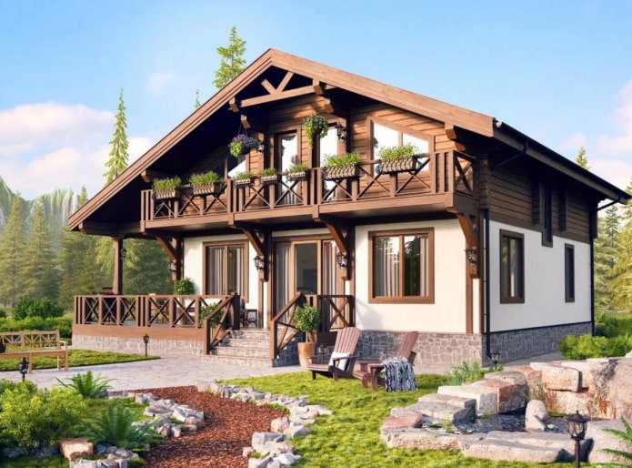 casa con balcón y terraza