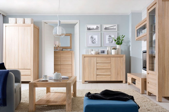 conjunto de muebles en tono roble sonoma