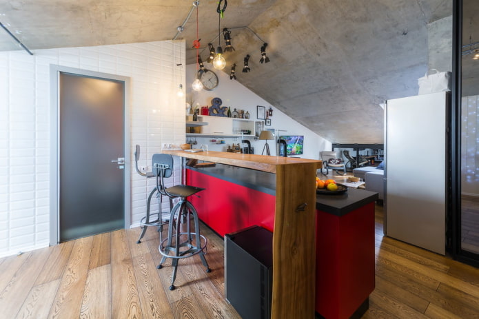 Puertas grises en un interior tipo loft