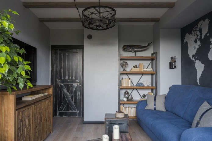 Puertas interiores en el salón estilo loft