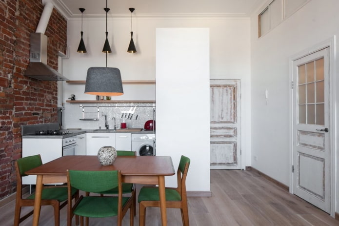 Puertas interiores en la cocina estilo loft