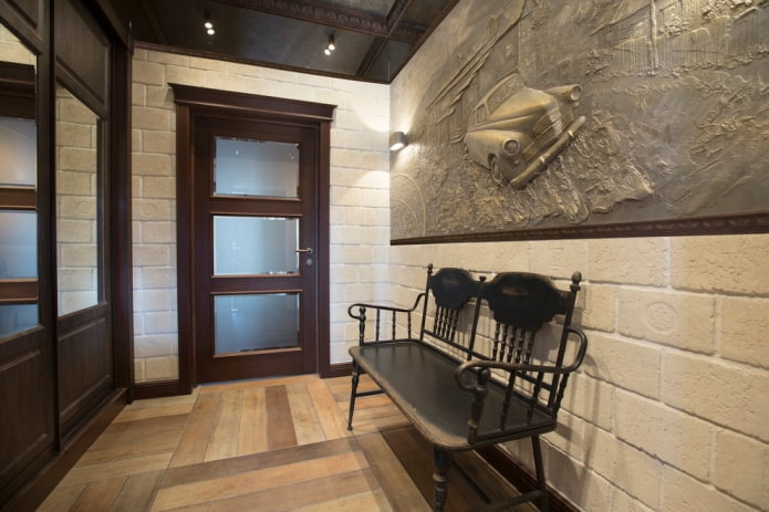 Puerta con cristal en el interior de estilo loft