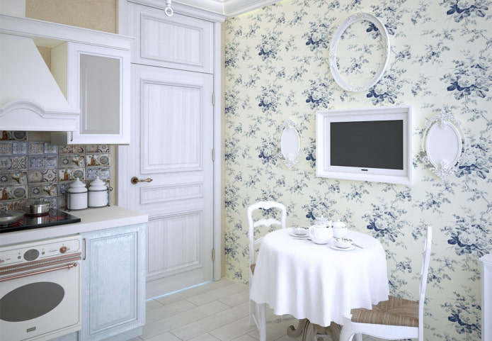 Puertas en el interior de la cocina al estilo provenzal