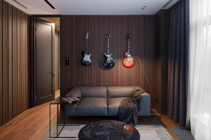 Puertas interiores de wengué en el salón