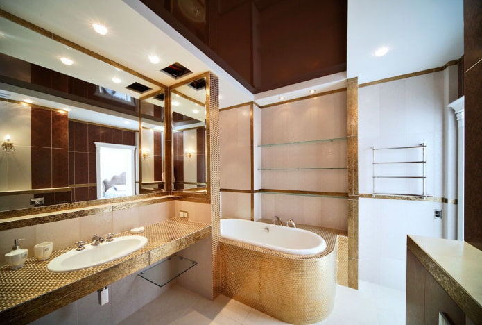 estructura elástica bicolor en el baño