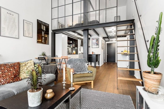 Diseño de interiores de un estudio de dos plantas
