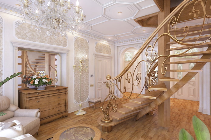 Interior de un apartamento de dos niveles en estilo clásico