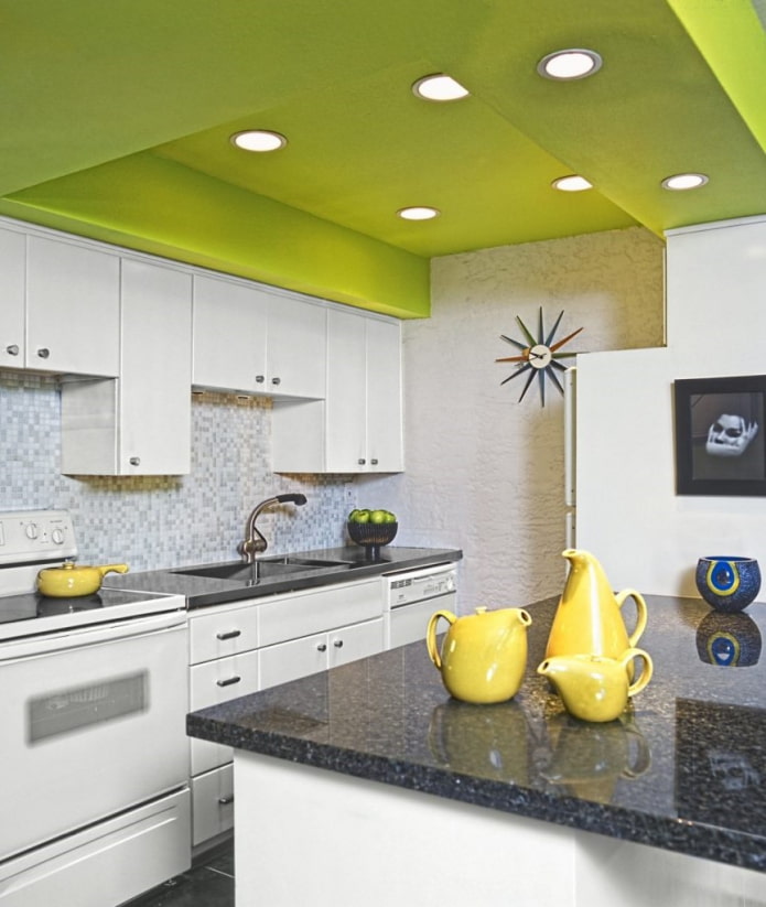Diseño verde de dos niveles en la cocina
