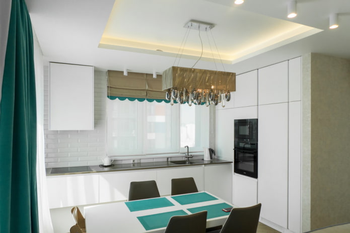 Diseño de dos niveles en el interior de una cocina pequeña