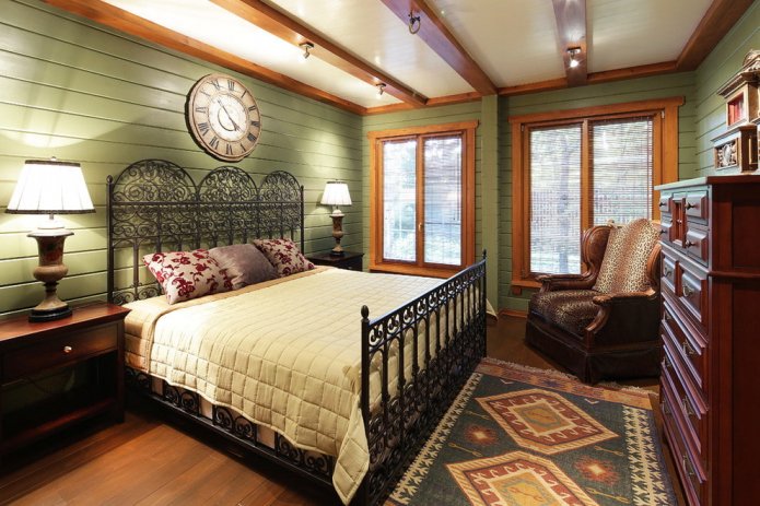 Cama doble de estilo rústico