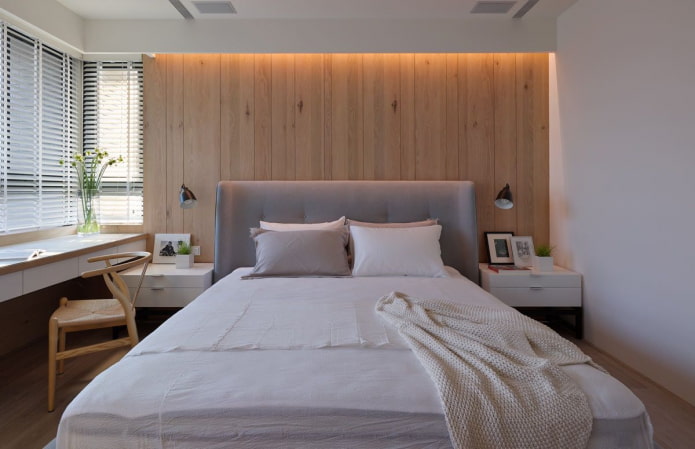 Interior de dormitorio de estilo Japandi