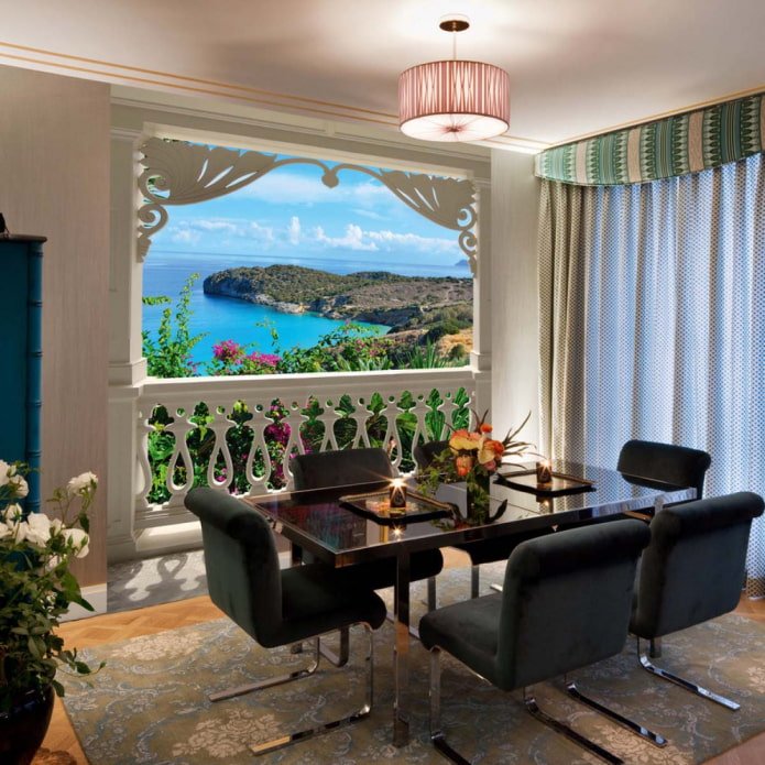 imitación de ventana en el comedor