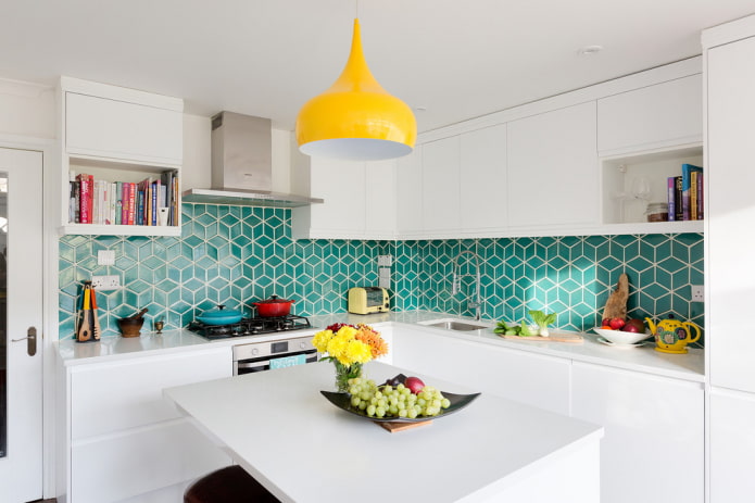 Delantal de azulejos con forma de diamante