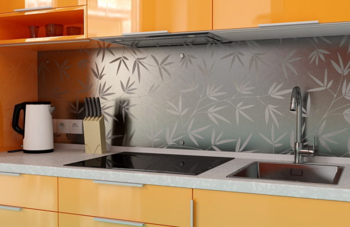 metal en la decoración del delantal de cocina