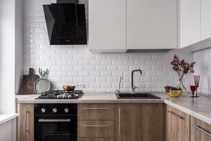 diseño de delantal en el interior de la cocina