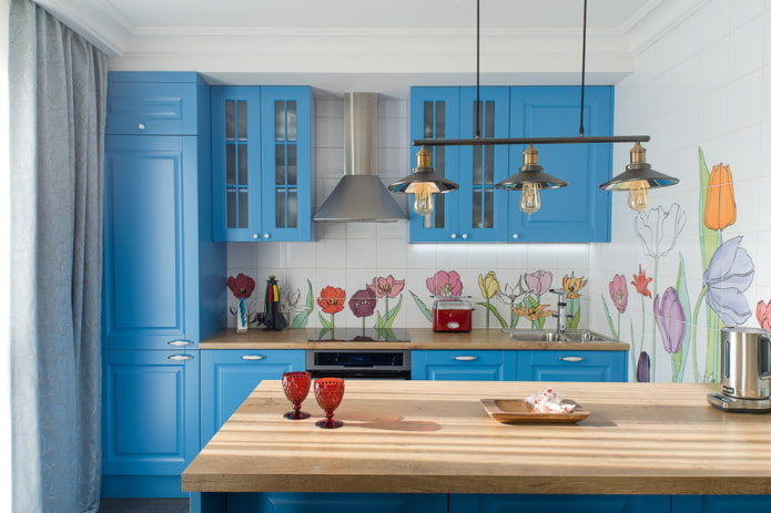 diseño de delantal en el interior de la cocina