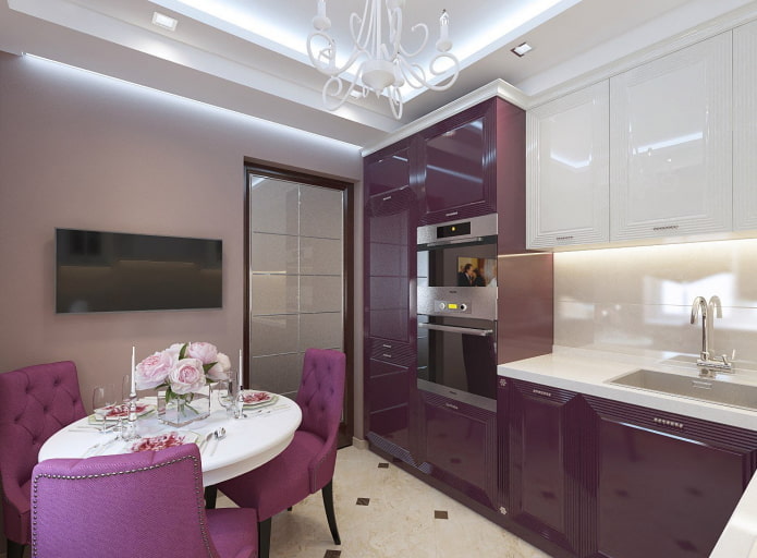 Muebles de cocina en tonos morados