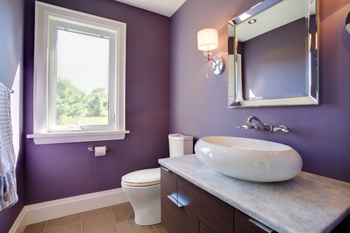 baño lavanda con lavabo ovalado