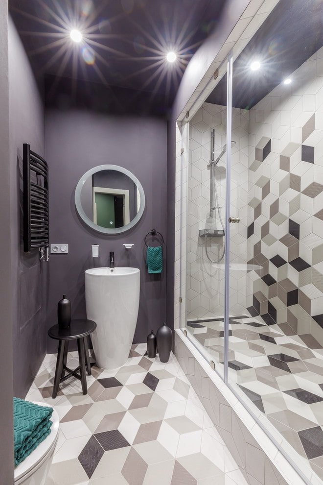 Baño gris y morado