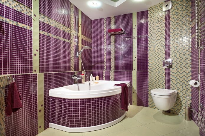 baño morado y dorado