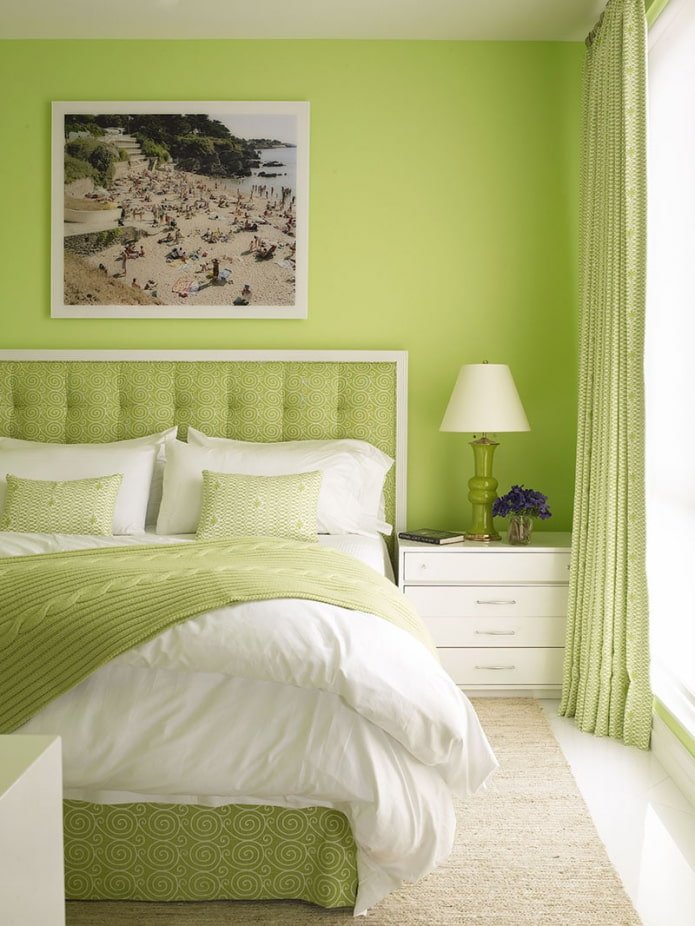 dormitorio en tonos verdes