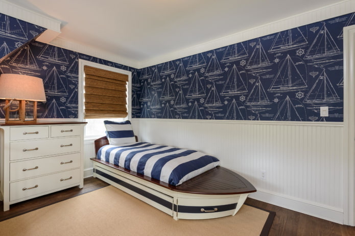papel pintado con estampado marino