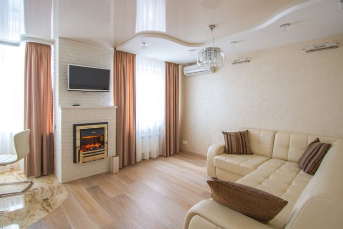 Diseño de salón con chimenea