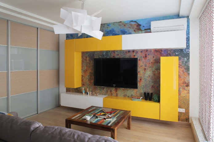 Impresión en la pared con el televisor 