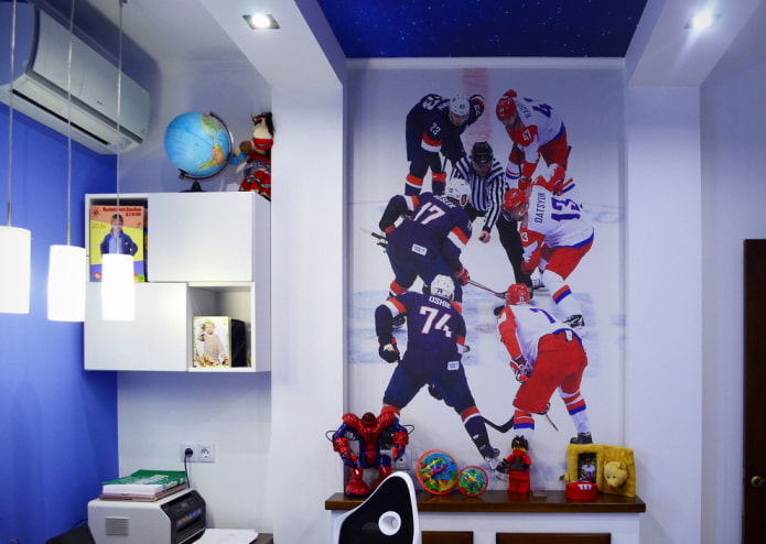 tema de hockey en la guardería de un niño