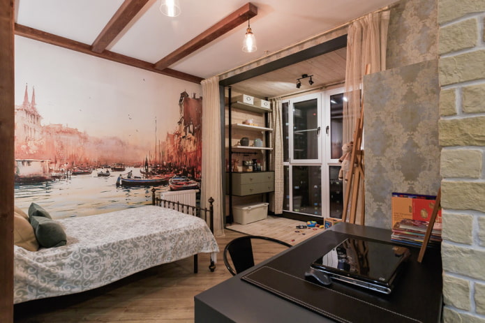 papel pintado fotográfico para habitación infantil que amplía el espacio
