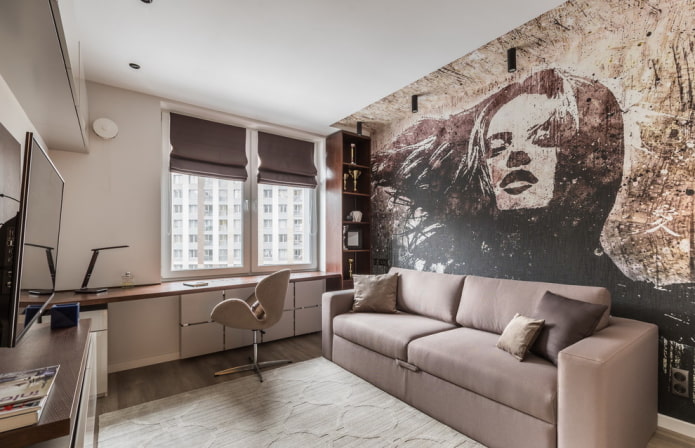 papel pintado con estampado de retrato